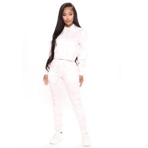 Cute Pink Tye Dye Crop Sweater/ Jogger Set